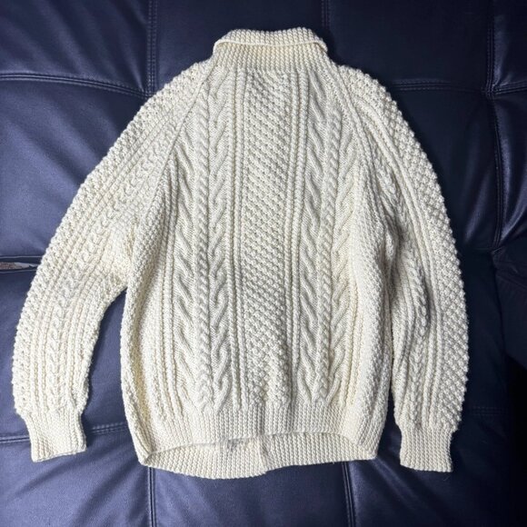 Vintage Rossan Knitwear Women's Cardigan Sweater White Cable Handknit Size XL - Picture 2 of 12